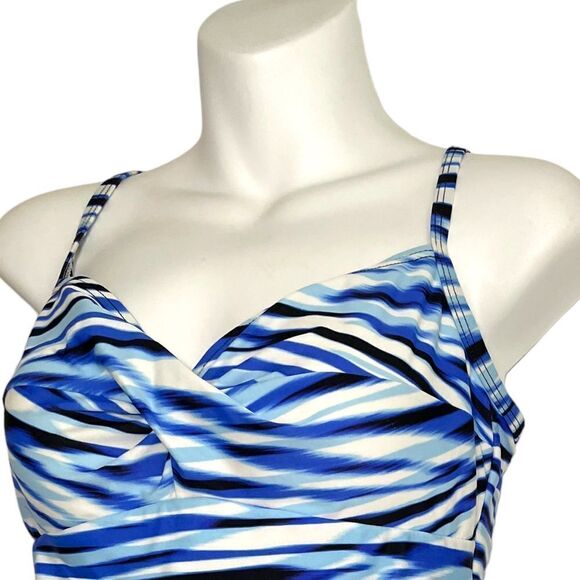 Croft & Barrow Striped Tankini Swimsuit Top Size 10 Blue - Picture 6 of 12